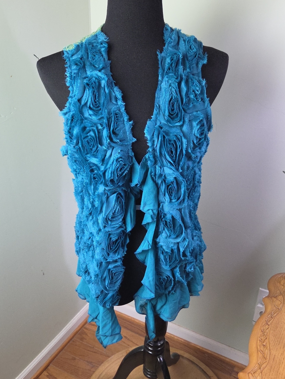 Pretty Angel Boho Rosette And Lace Ruffle Vest